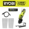 Ryobi USB Lithium Glue Pen Kit With 2.0 Ah USB Lithium Battery, Charging Cable, And Mini Size Glue Sticks (48-Piece)
