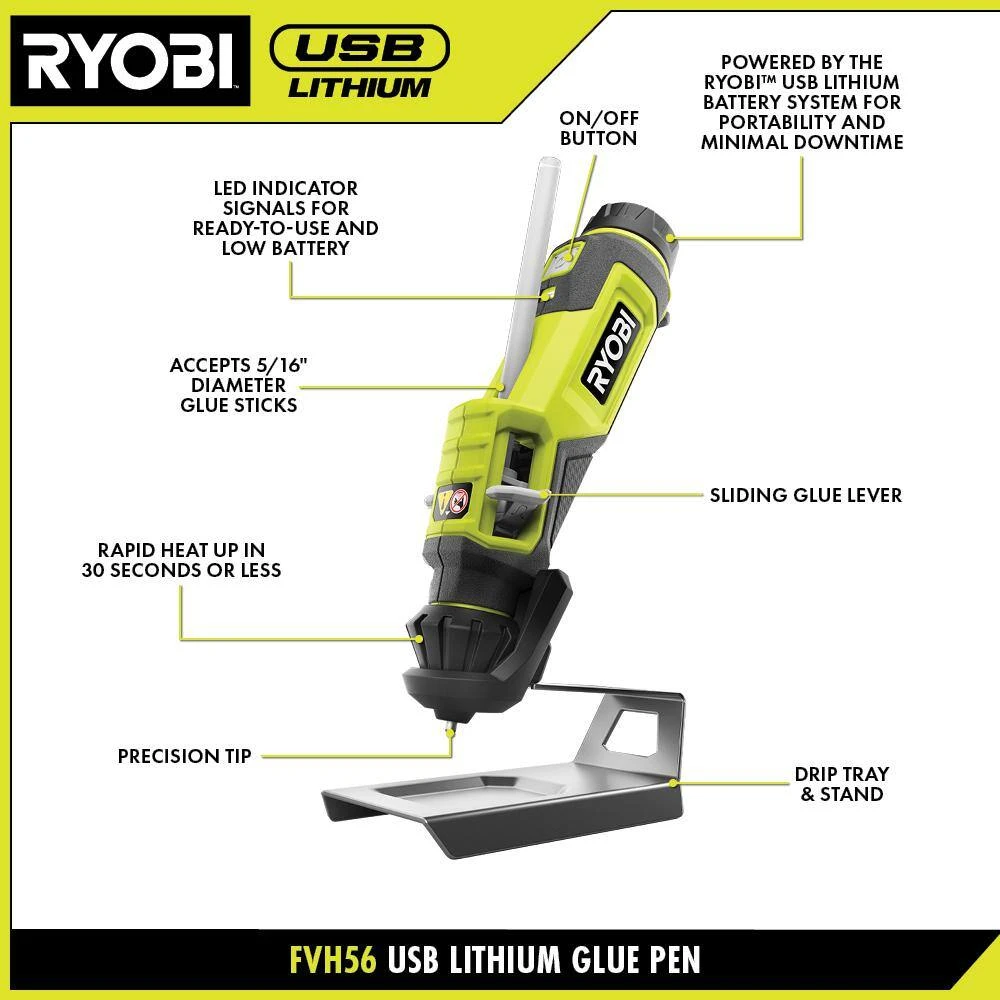 Ryobi USB Lithium Glue Pen Kit With 2.0 Ah USB Lithium Battery, Charging Cable, With USB Lithium 2.0 Ah Battery 3 Ryobi USB Lithium Glue Pen Kit With 2.0 Ah USB Lithium Battery, Charging Cable, With USB Lithium 2.0 Ah Battery - Image 3