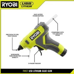 Ryobi USB Lithium Cordless Glue Gun Kit With 2.0 Ah Battery, Charging Cable, And Glue Sticks (3-Piece) -RYOBI TOOLS SALE ryobi adhesives tape fvh57k 40 1000