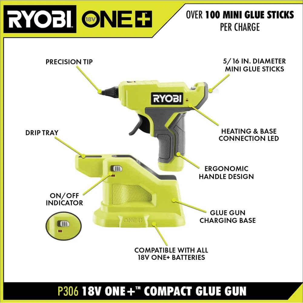 Ryobi ONE+ 18V Cordless Compact Glue Gun Kit With 1.5 Ah Battery And 18V Charger 3 Ryobi ONE+ 18V Cordless Compact Glue Gun Kit With 1.5 Ah Battery And 18V Charger - Image 3