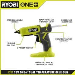 Ryobi ONE+ 18V Cordless Dual Temperature Glue Gun With ONE+ 18V 2.0 Ah Lithium-Ion Battery 14 Ryobi ONE+ 18V Cordless Dual Temperature Glue Gun With ONE+ 18V 2.0 Ah Lithium-Ion Battery -RYOBI TOOLS SALE ryobi adhesives tape p307 pbp006 1d 1000