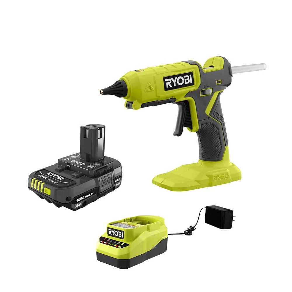 Ryobi ONE+ 18V Cordless Dual Temperature Glue Gun With 2.0 Ah Battery And Charger 1 Ryobi ONE+ 18V Cordless Dual Temperature Glue Gun With 2.0 Ah Battery And Charger