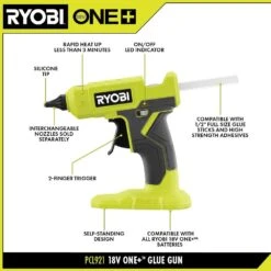 Ryobi ONE+ 18V Cordless Glue Gun (Tool Only) With (3) General Purpose Glue Sticks -RYOBI TOOLS SALE ryobi adhesives tape pcl921b 4f 1000