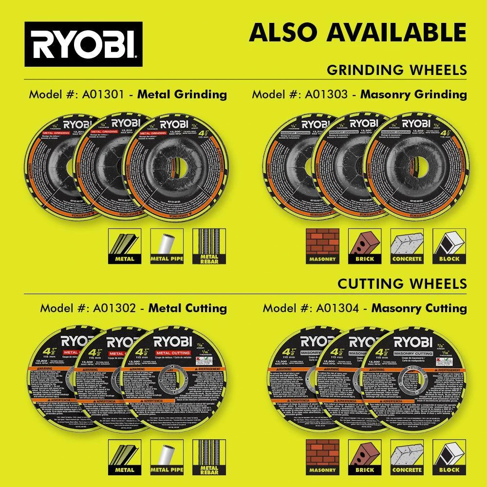 Ryobi ONE+ HP 18V Brushless Cordless 4-1/2 In. Angle Grinder Kit With 4.0 Ah HIGH PERFORMANCE EDGE Battery And Charger 11 Ryobi ONE+ HP 18V Brushless Cordless 4-1/2 In. Angle Grinder Kit With 4.0 Ah HIGH PERFORMANCE EDGE Battery And Charger - Image 11