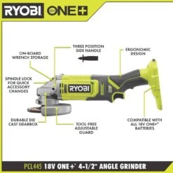 Ryobi ONE+ 18V Cordless 4-1/2 In. Angle Grinder (Tool Only) -RYOBI TOOLS SALE ryobi angle grinders pcl445b 40 1000