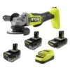 Ryobi ONE+ 18V HIGH PERFORMANCE Kit W/ (2) 4.0 Ah Batteries, 2.0 Ah Battery, Charger, & ONE+ HP 4-1/2 In. Angle Grinder