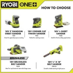 Ryobi ONE+ 18V Cordless 1/2 In. X 18 In. Belt Sander With 2.0 Ah Battery And Charger Kit -RYOBI TOOLS SALE ryobi belt sanders psd101b psk005 1f 1000