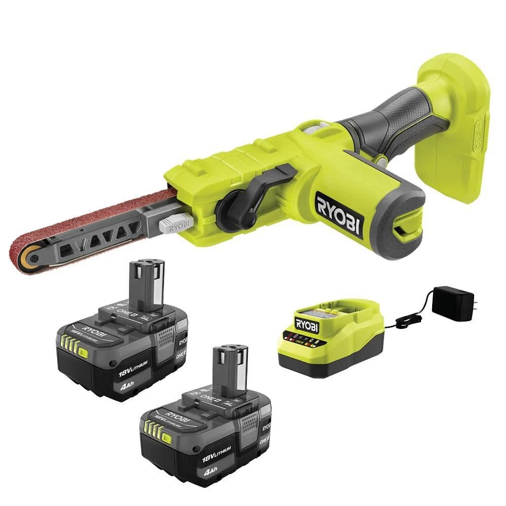 Ryobi ONE+ 18V Lithium-Ion 4.0 Ah Compact Battery (2-Pack) And Charger Kit With 1/2 In. X 18 In. Belt Sander 10 Ryobi ONE+ 18V Lithium-Ion 4.0 Ah Compact Battery (2-Pack) And Charger Kit With 1/2 In. X 18 In. Belt Sander - Image 10