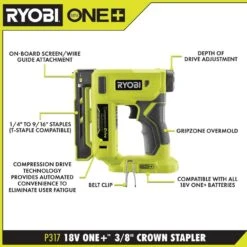 Ryobi ONE+ 18V 18-Gauge Cordless AirStrike Brad Nailer With Cordless Compression Drive 3/8 In. Crown Stapler (Tools Only) 18 Ryobi ONE+ 18V 18-Gauge Cordless AirStrike Brad Nailer With Cordless Compression Drive 3/8 In. Crown Stapler (Tools Only) -RYOBI TOOLS SALE ryobi brad nailers p321 p317 a0 1000