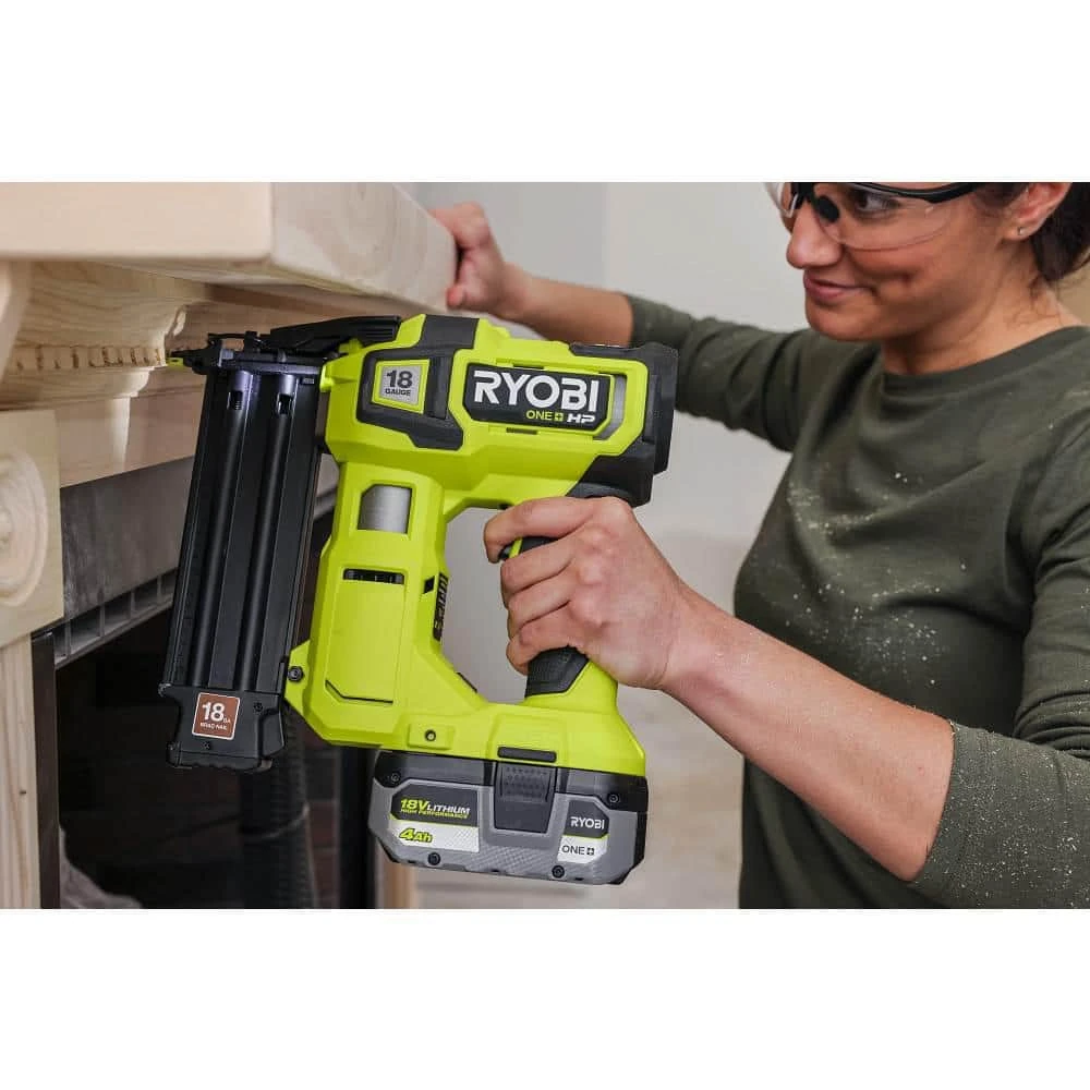 Ryobi ONE+ HP 18V 18-Gauge Brushless Cordless AirStrike Brad Nailer With 4.0 Ah HIGH PERFORMANCE Battery 12 Ryobi ONE+ HP 18V 18-Gauge Brushless Cordless AirStrike Brad Nailer With 4.0 Ah HIGH PERFORMANCE Battery - Image 12