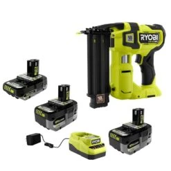 Ryobi ONE+ 18V HIGH PERFORMANCE Kit W/ (2) 4.0 Ah Batteries, 2.0 Ah Battery, Charger, & ONE+ HP Brushless Brad Nailer