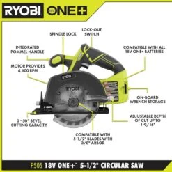 Ryobi ONE+ 18V Cordless 5.5 In. Circular Saw (Tool Only) 14 Ryobi ONE+ 18V Cordless 5.5 In. Circular Saw (Tool Only) -RYOBI TOOLS SALE ryobi circular saws p505b 40 1000