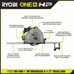 Ryobi ONE+ HP 18V Brushless Cordless 6-1/2 In. Track Saw Kit W/ 4 Ah HP Battery, Charger, & Track Saw Material Clamp (2-Pk) -RYOBI TOOLS SALE ryobi circular saws pts01k a73cl2 40 1000