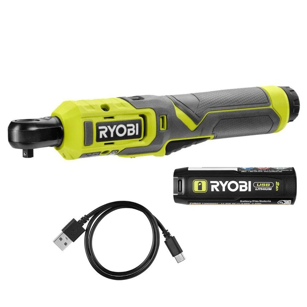 Ryobi USB Lithium 1/4 In. Ratchet Kit With 2.0 Ah Battery And USB Charging Cable 1 Ryobi USB Lithium 1/4 In. Ratchet Kit With 2.0 Ah Battery And USB Charging Cable