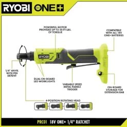 Ryobi ONE+ 18V Cordless 1/4 In. 4-Position Ratchet (Tool Only) -RYOBI TOOLS SALE ryobi cordless ratchets prc01b 40 1000