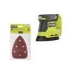 Ryobi ONE+ 18V Cordless Corner Cat Finish Sander (Tool Only) With 9-Piece 5-1/2 In. Corner Cat Sand Paper Assortment