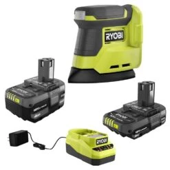 Ryobi ONE+ 18V Lithium-Ion Kit With 2.0 Ah And 4.0 Ah Batteries, Charger, And ONE+ 18V Cordless Corner Cat Finish Sander
