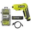Ryobi USB Lithium Screwdriver Kit With 2.0 Ah USB Lithium Battery, Charging Cable, And Impact Rated Driving Set (40-Piece)