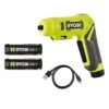 Ryobi USB Lithium Screwdriver Kit With 2.0 Ah USB Lithium Battery, Charging Cable, And Extra USB Lithium 3.0 Ah Battery