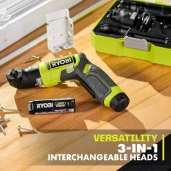 Ryobi USB Lithium Multi-Head Screwdriver Kit With 2 Ah Battery, Charging Cable, 3 Ah Battery, And USB Lithium 3-Port Charger -RYOBI TOOLS SALE ryobi electric screwdrivers fvd51k fvch01 fvb03 40 1000