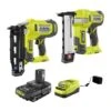 Ryobi ONE+ 18V AirStrike Cordless 16-Gauge Straight Finish Nailer W/ 18-Gauge Narrow Crown Stapler, 2.0 Ah Battery And Charger