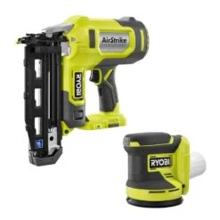 Ryobi ONE+ 18V 16-Gauge Cordless AirStrike Finish Nailer With Cordless 5 In. Random Orbit Sander (Tools Only) -RYOBI TOOLS SALE ryobi finishing nailers p326 pcl406b d4 1000