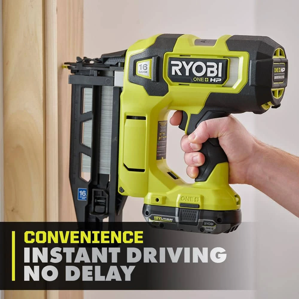 Ryobi ONE+ HP 18V Brushless Cordless 16-Gauge Straight Finish Nailer (Tool Only) 8 Ryobi ONE+ HP 18V Brushless Cordless 16-Gauge Straight Finish Nailer (Tool Only) - Image 8