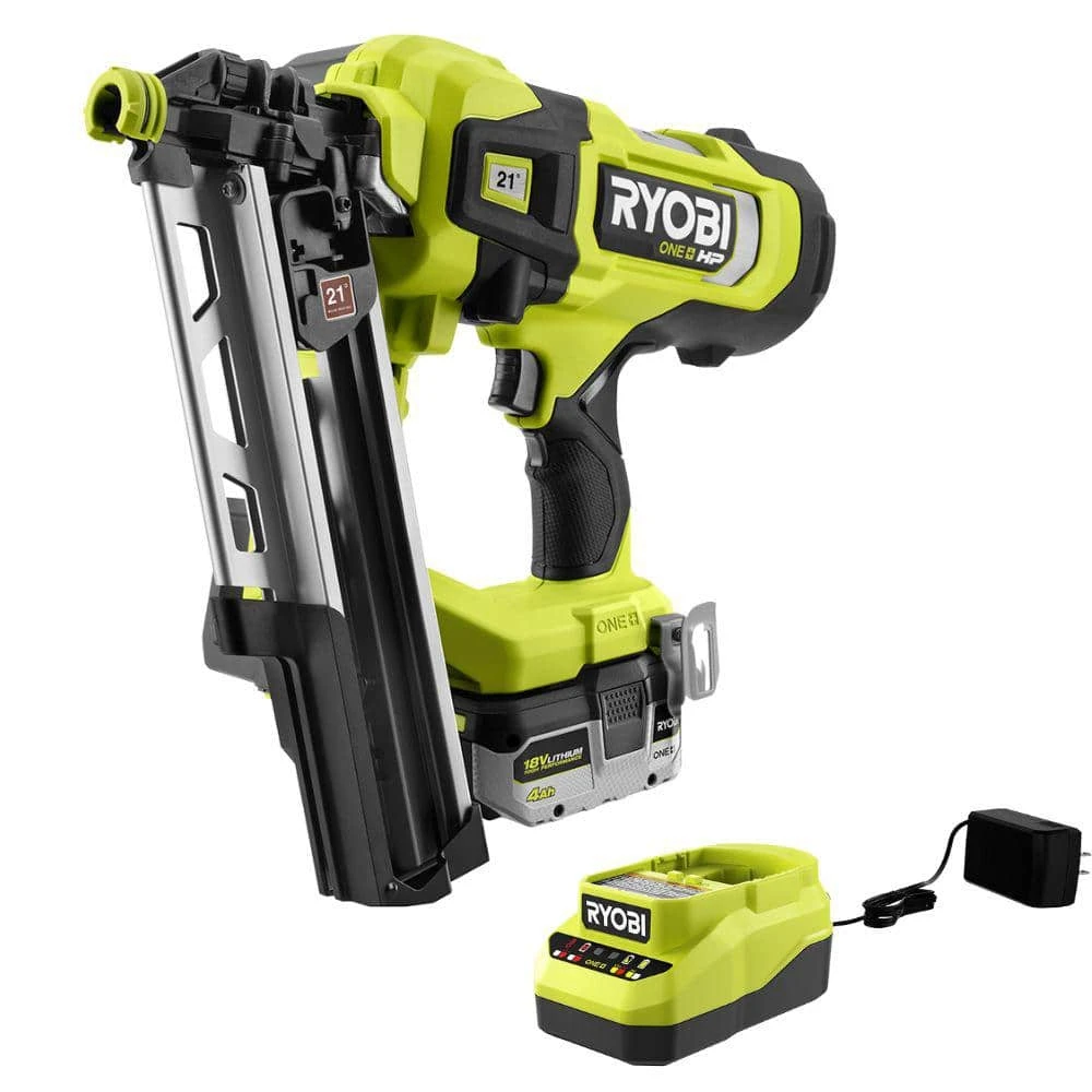 Ryobi ONE+ HP Brushless Cordless 21° Framing Nailer Kit With 4.0 Ah HIGH PERFORMANCE Battery And Charger 1 Ryobi ONE+ HP Brushless Cordless 21° Framing Nailer Kit With 4.0 Ah HIGH PERFORMANCE Battery And Charger