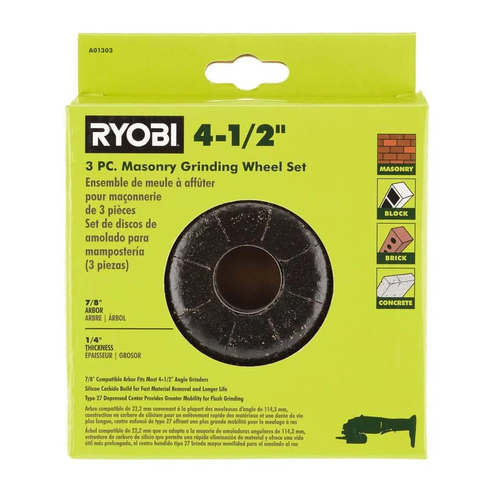 Ryobi 4-1/2 In. Masonry Grinding Wheel (3-Piece) 3 Ryobi 4-1/2 In. Masonry Grinding Wheel (3-Piece) - Image 3