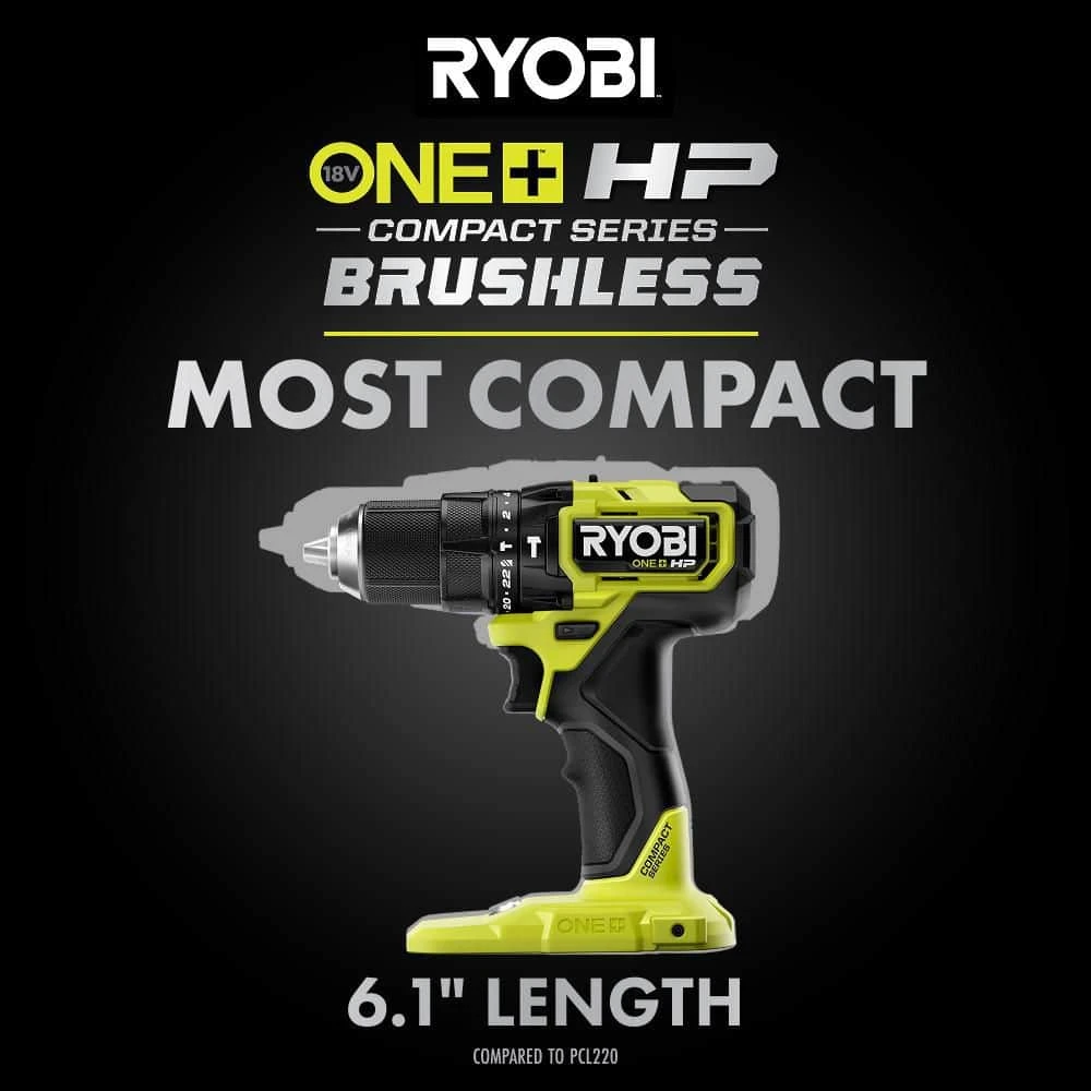 Ryobi ONE+ HP 18V Brushless Cordless Compact 1/2 In. Hammer Drill/Driver (Tool Only) 4 Ryobi ONE+ HP 18V Brushless Cordless Compact 1/2 In. Hammer Drill/Driver (Tool Only) - Image 4