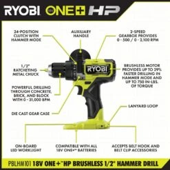 Ryobi ONE+ 18V HIGH PERFORMANCE Kit W/ (2) 4.0 Ah Batteries, 2.0 Ah Battery, 2-Port Charger, & ONE+ HP Brushless Hammer Drill 13 Ryobi ONE+ 18V HIGH PERFORMANCE Kit W/ (2) 4.0 Ah Batteries, 2.0 Ah Battery, 2-Port Charger, & ONE+ HP Brushless Hammer Drill -RYOBI TOOLS SALE ryobi hammer drills psk023 pblhm101b 40 1000