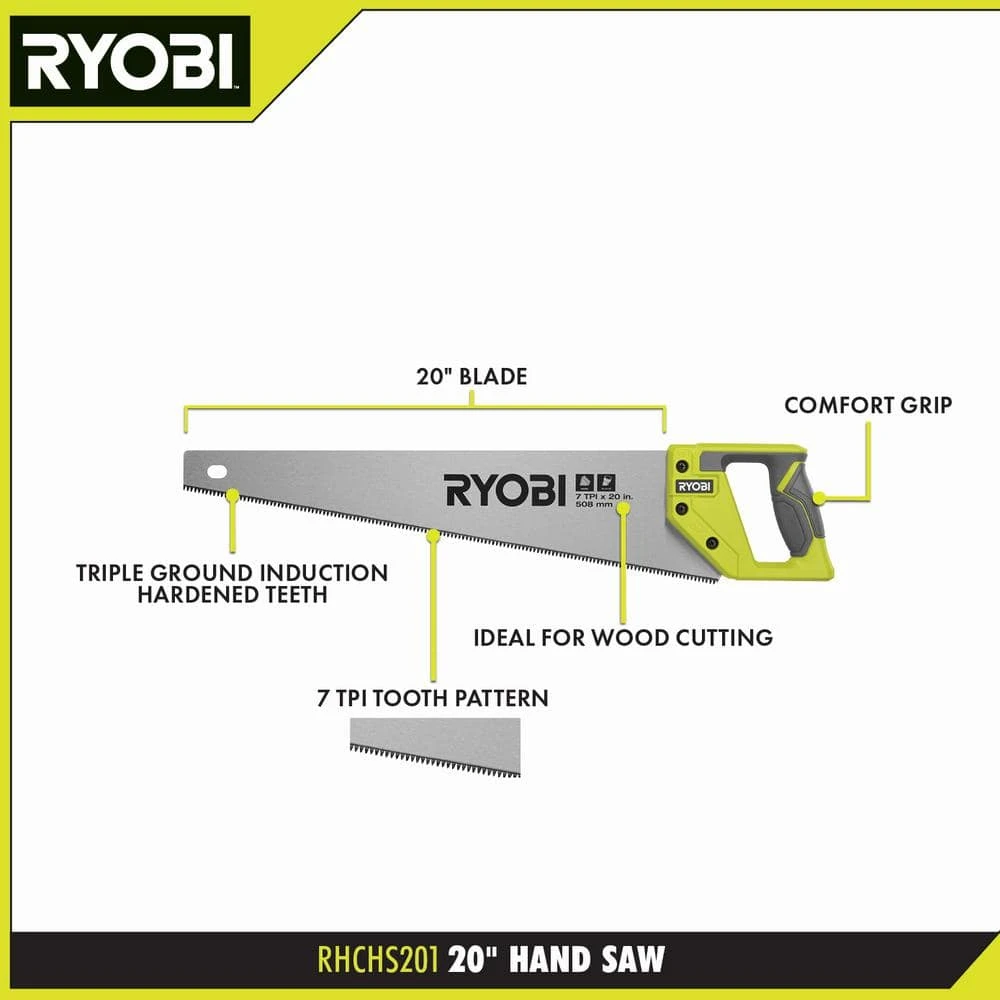 Ryobi 20 In. 7 TPI Hand Saw With Steel Blade 3 Ryobi 20 In. 7 TPI Hand Saw With Steel Blade - Image 3