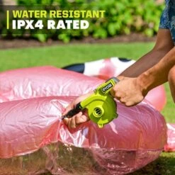 Ryobi USB Lithium LED Compact Flashlight And Cordless High Volume Inflator Kit With (2) Batteries And Charging Cables -RYOBI TOOLS SALE ryobi handheld flashlights fvl54k fvif61k 76 1000