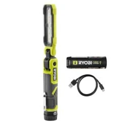 Ryobi USB Lithium Cordless 550 Lumens Rechargeable Inspection Flashlight Kit With 2.0 Ah Battery And Charging Cable