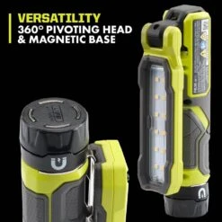 Ryobi USB Lithium Cordless Inspection Flashlight And Pivoting LED 3-Mode Flip Light Kit With (2) Batteries And Charging Cables -RYOBI TOOLS SALE ryobi handheld flashlights fvl56k fvl52k 1d 1000