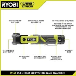 Ryobi USB Lithium Cordless Inspection Flashlight And Pivoting Head Flashlight Kit With (2) Batteries And Charging Cables 21 Ryobi USB Lithium Cordless Inspection Flashlight And Pivoting Head Flashlight Kit With (2) Batteries And Charging Cables -RYOBI TOOLS SALE ryobi handheld flashlights fvl56k fvl54k c3 1000