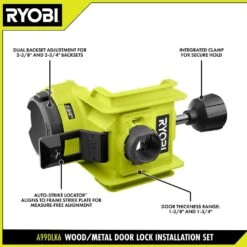 Ryobi Wood/Metal Door Lock Installation Kit With Bi-Metal Hole Saw, Spade Bit, Pilot Bit, And Double Ended Screw Drivng Bit -RYOBI TOOLS SALE ryobi hole saws bits a99dlk6 a0 1000