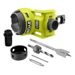 Ryobi Wood Door Lock Installation Kit With Wood Hole Saw, Spade Bit, Pilot Bit, And Double Ended Screw Driving Bit