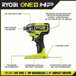 Ryobi ONE+ HP 18V Brushless Cordless 1/4 In. Impact Driver With 2.0 Ah Battery And Charger -RYOBI TOOLS SALE ryobi impact drivers pblid01b psk005 40 1000