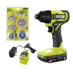Ryobi ONE+ 18V Cordless 1/4 In. Impact Driver Kit With 1.5 Ah Battery, Charger, And Wire Wheel Assortment Set (6-Piece)