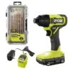 Ryobi ONE+ 18V Cordless 1/4 In. Impact Driver Kit With 1.5 Ah Battery, Charger, And Titanium Drill Bit Set (22-Piece)