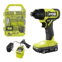 Ryobi ONE+ 18V Cordless 1/4 In. Impact Driver Kit With 1.5 Ah Battery, Charger, And Drill And Impact Drive Kit (40-Piece)