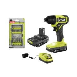 Ryobi ONE+ 18V Cordless 1/4 In. Impact Driver Kit With (2) 1.5 Ah Batteries, Charger, And Impact Rated Driving Kit (30-Piece)