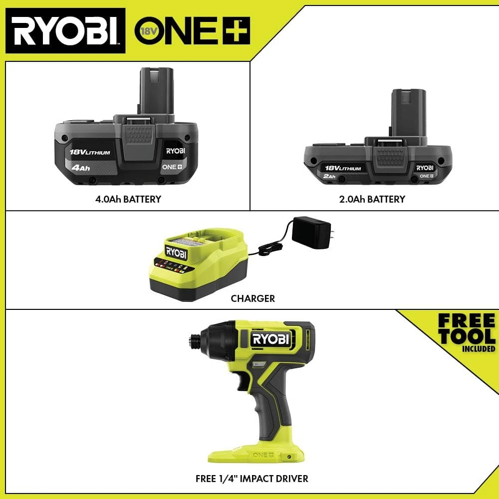 Ryobi ONE+ 18V Cordless Impact Driver Kit With 4.0 Battery, 2.0 Battery, And Charger 2 Ryobi ONE+ 18V Cordless Impact Driver Kit With 4.0 Battery, 2.0 Battery, And Charger - Image 2