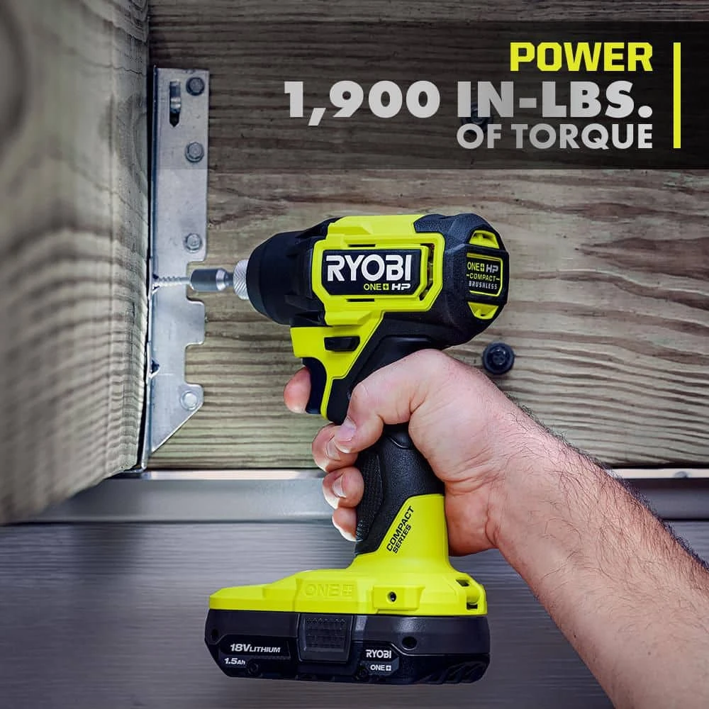 Ryobi ONE+ HP 18V Brushless Cordless Compact 1/4 In. Hex Impact Driver Kit With (2) 1.5 Ah Batteries And Charger 5 Ryobi ONE+ HP 18V Brushless Cordless Compact 1/4 In. Hex Impact Driver Kit With (2) 1.5 Ah Batteries And Charger - Image 5