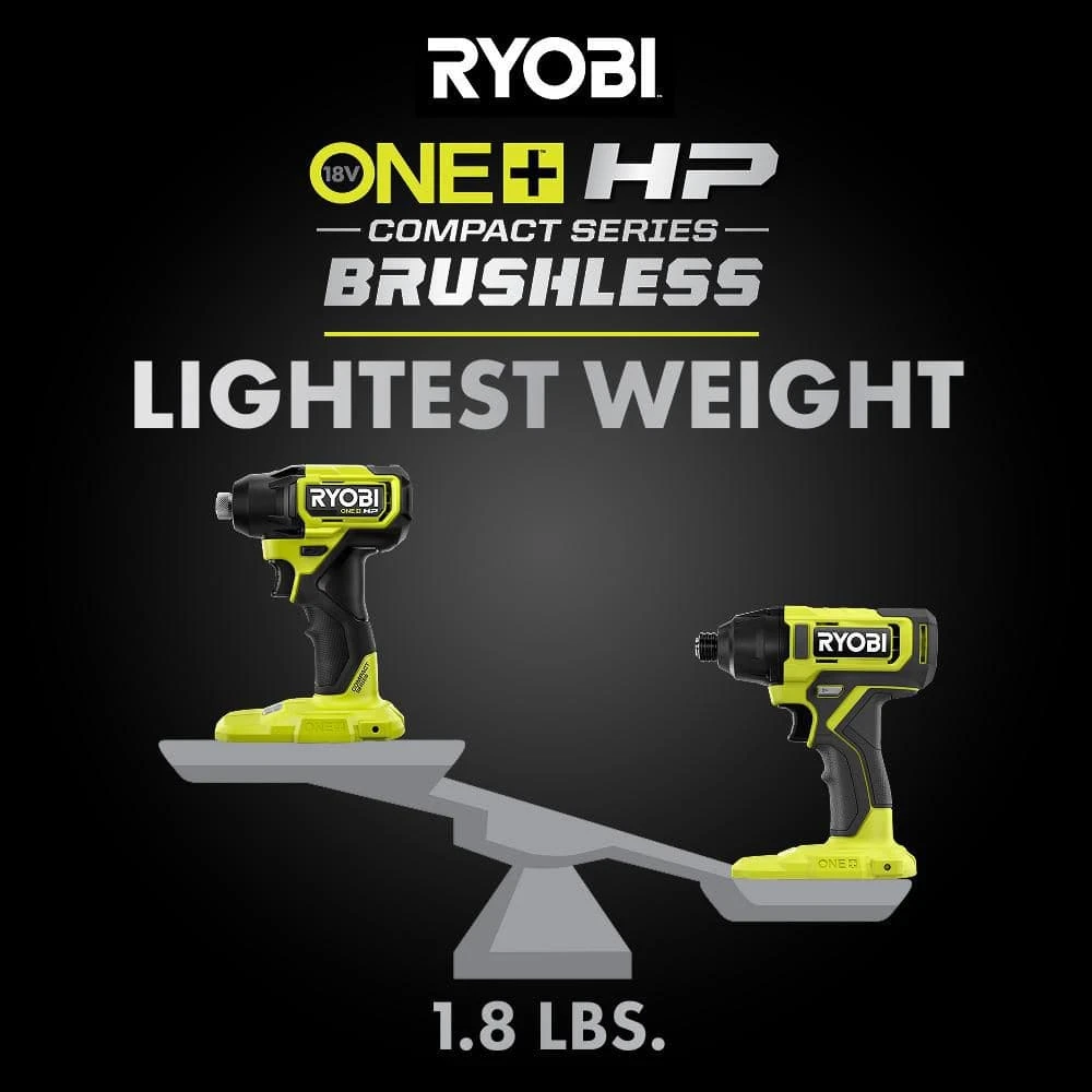 Ryobi ONE+ HP 18V Brushless Cordless Compact 1/4 In. Hex Impact Driver Kit With (2) 1.5 Ah Batteries And Charger 10 Ryobi ONE+ HP 18V Brushless Cordless Compact 1/4 In. Hex Impact Driver Kit With (2) 1.5 Ah Batteries And Charger - Image 10
