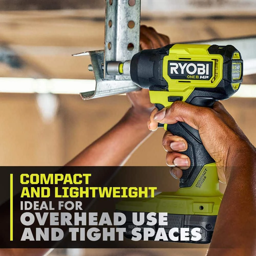 Ryobi ONE+ HP 18V Brushless Cordless Compact 1/4 In. Hex Impact Driver Kit With (2) 1.5 Ah Batteries And Charger 4 Ryobi ONE+ HP 18V Brushless Cordless Compact 1/4 In. Hex Impact Driver Kit With (2) 1.5 Ah Batteries And Charger - Image 4