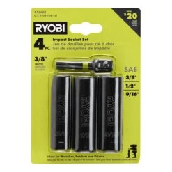 Ryobi 3/8 In. Drive SAE Impact Socket Set (4-Piece)