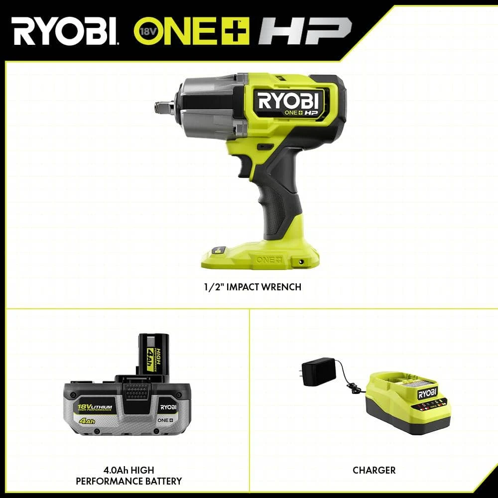 Ryobi ONE+ 18V Brushless Cordless 4-Mode 1/2 In. High Torque Impact Wrench Kit With 4.0 Battery And Charger 2 Ryobi ONE+ 18V Brushless Cordless 4-Mode 1/2 In. High Torque Impact Wrench Kit With 4.0 Battery And Charger - Image 2