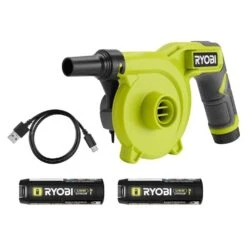 Ryobi USB Lithium Cordless High Volume Inflator Kit With 2Ah Battery, Charging Cable, Accessories, And FREE 2.0Ah Battery